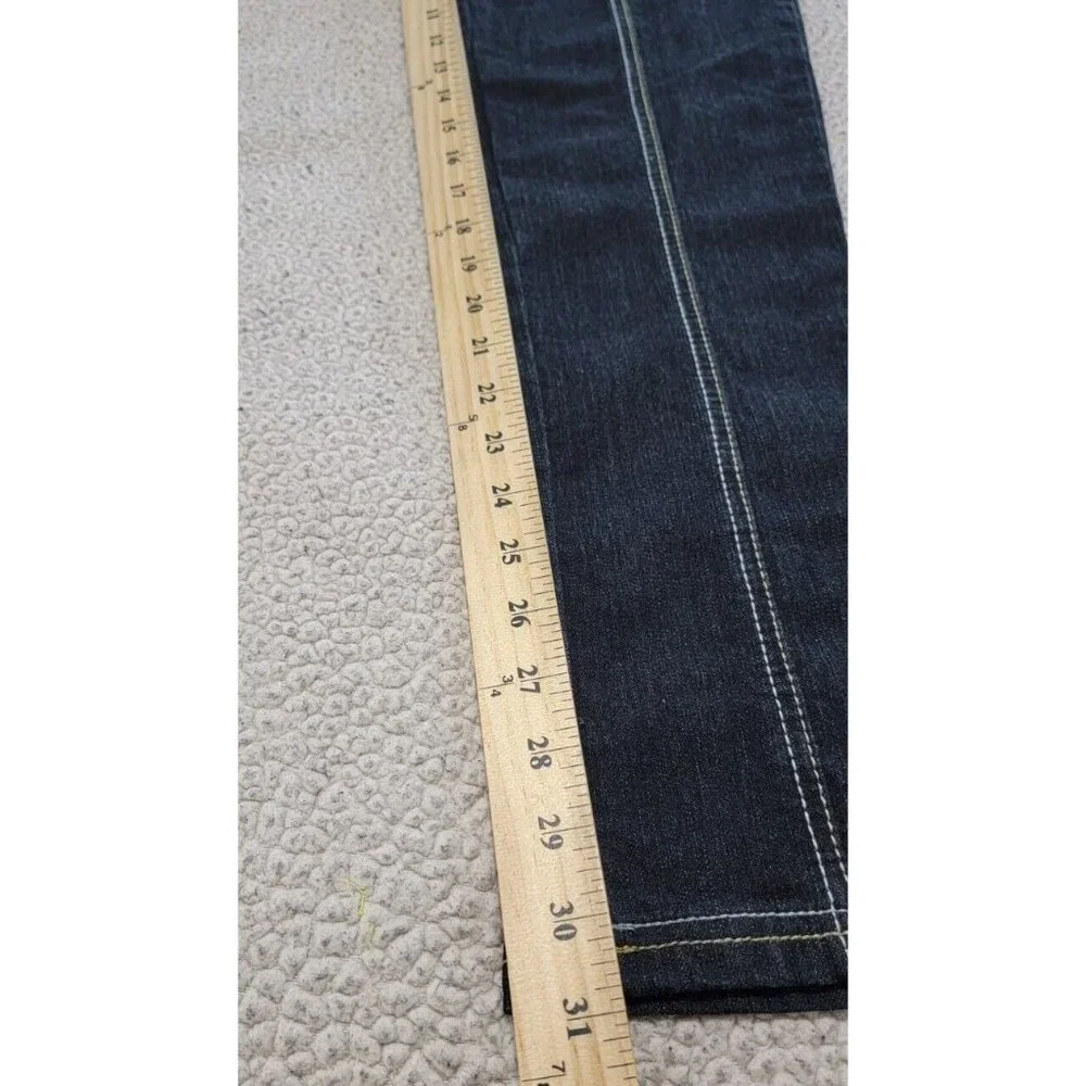 Coogi Women's Skinny Jeans Denim Faux Leather Pocket Blue Size 14W NEW with Tags